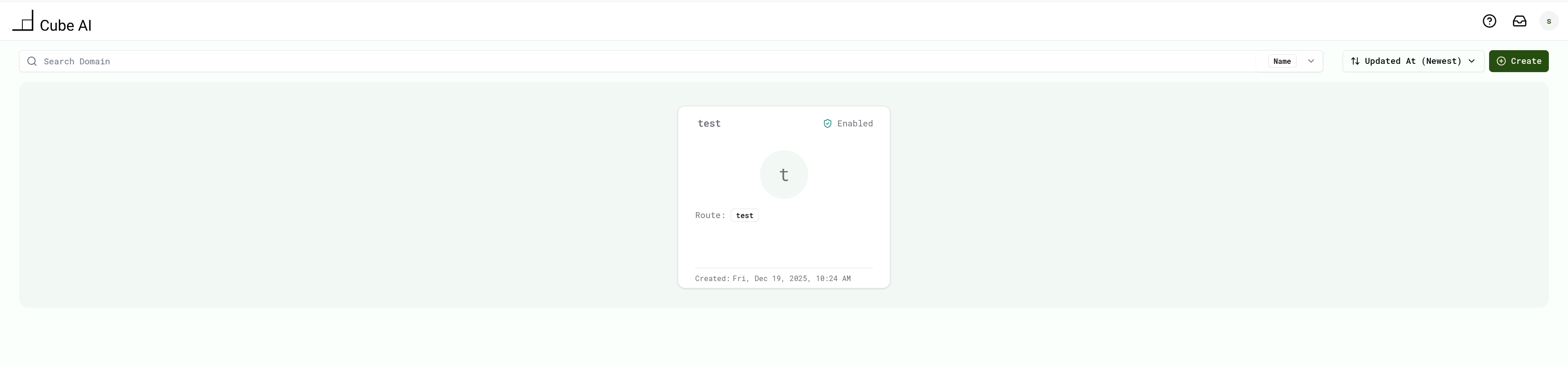 Domain selection dashboard